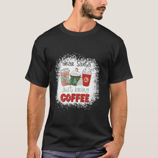 Gebleekte lieve kerstman breng koffie latte Christ T-shirt (Voorkant)