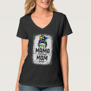 gebleekte mama mama borh messy bun tie dye mam t-shirt
