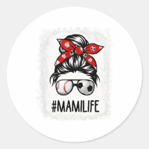 Gebleekte Mami Leven Voetbal Rommelige Knot Byseby Ronde Sticker