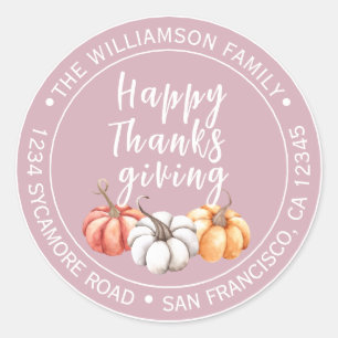 Gebleekte mauve pompoen Thanksgiving retouradres Ronde Sticker