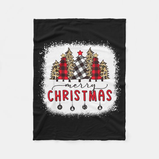 Gebleekte Merry Christmas Tree Grappige Luipaardru Fleece Deken (Voorkant)