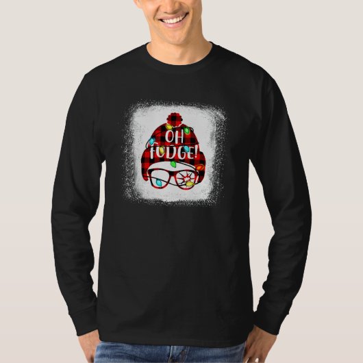 Gebleekte Oh Fudge Prettig Kerstmis Rood Geruit T-shirt (Voorkant)