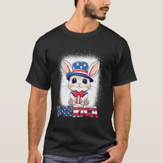 Gebleekte Patriotische Konijn 4 Juli Vuurwerk Me T-shirt