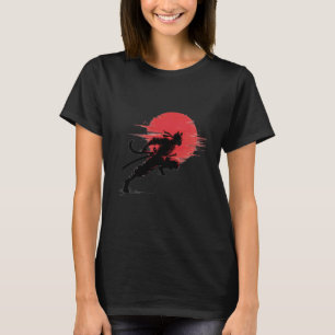 Gebleekte Samoerai Kat Retro Sfeer Ninja Japans T-shirt