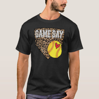 Gebleekte Softbal Speldag Sfeer Luipaard Softbal  T-shirt