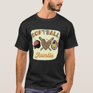 Gebleekte Softbal Tante Luipaard Hart Tante Moeder T-shirt