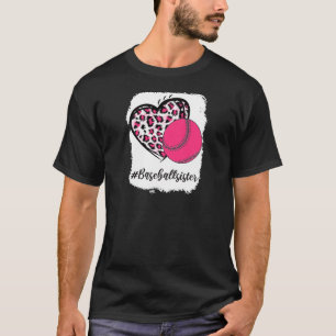 Gebleekte softbal zuster leven roze luipaard print t-shirt
