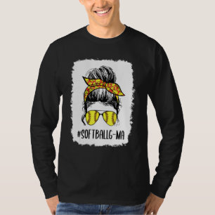 Gebleekte Softball G Ma Life Messy Bun Moederdag T-shirt