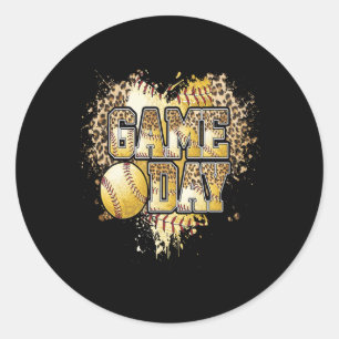 Gebleekte Softll Game Day Vibes Luipaard Hart Hoof Ronde Sticker