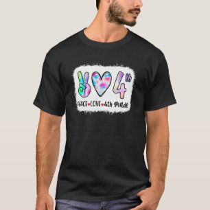 Gebleekte Tie Dye Kleurrijke Vrede Liefde 4e Voor T-shirt