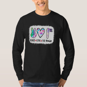 Gebleekte Tie Dye Kleurrijke Vrede Liefde Th Voor T-shirt