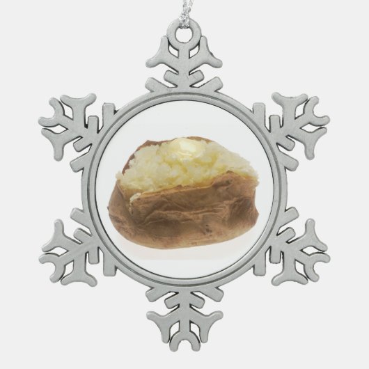 Gebleken aardappel tin sneeuwvlok ornament (Voorkant)