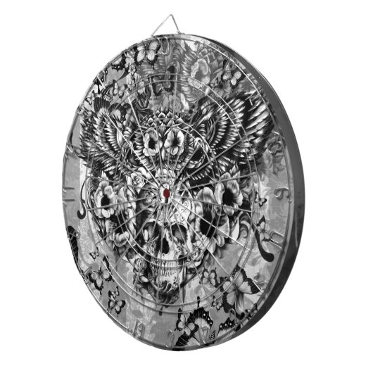 Gebleken en gevonden bloem met suikerschedel dartbord (Voorkant Rechts)