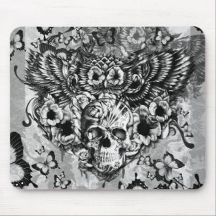 Gebleken en gevonden bloem met suikerschedel muismat