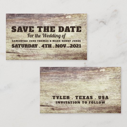 Gebleken houtaffect, sparen de Datum Informatiekaartje (Voorkant / Achterkant)