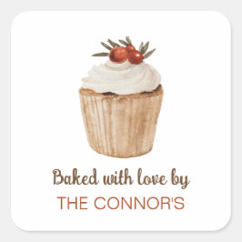 Gebleken met de liefdeskersttaart vierkante sticker