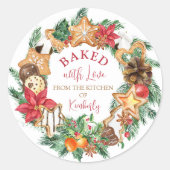 Gebleken met liefde Gingerbrood met kerstmis Ronde Sticker (Voorkant)