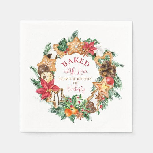 Gebleken met liefde Gingerbrood met kerstmis Servet (Voorkant)