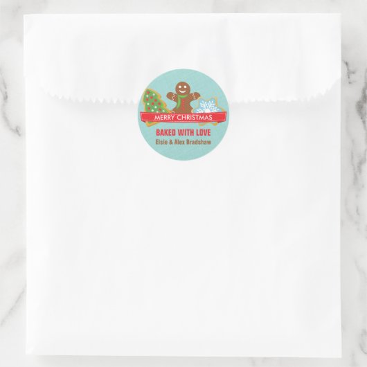 Gebleken met liefdeskerstkoekjes ronde sticker (Tas)
