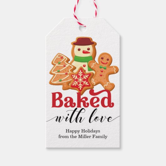Gebleken met Love Holiday Cookie Cadeaulabel (Voorkant)