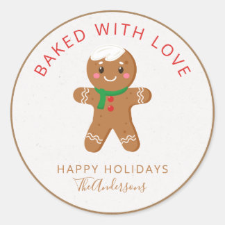 Gebleken met Love Holiday Gingerbrood Ronde Sticker