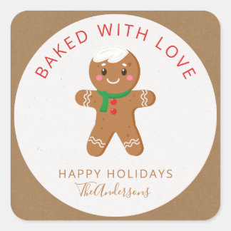 Gebleken met Love Holiday Gingerbrood Vierkante Sticker