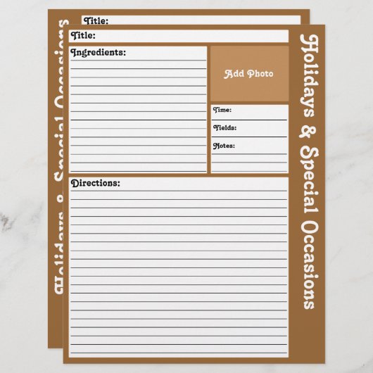 Gebleken rechtop Pagina's (bruin) (Voorkant / Achterkant)