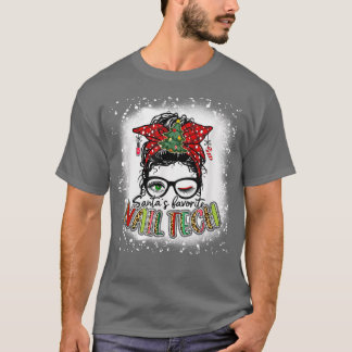 Gebleken Santas Favoriete Nail Tech Messy Bun Chri T-shirt