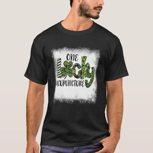 Gebleken St Patricks Day Leopard One Lucky Acupunc T-shirt (Voorkant)