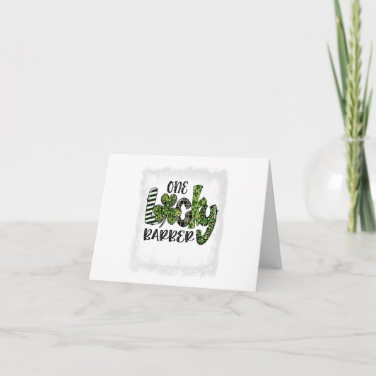 Gebleken St Patricks Day Leopard One Lucky Barber Kaart (Voorkant)