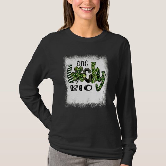 Gebleken St Patricks Day Leopard One Lucky Bio T-shirt (Voorkant)