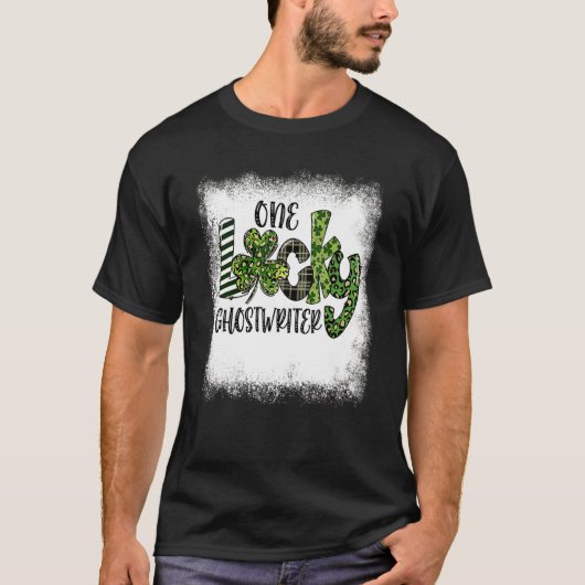Gebleken St Patricks Day Leopard One Lucky Ghostwr T-shirt (Voorkant)