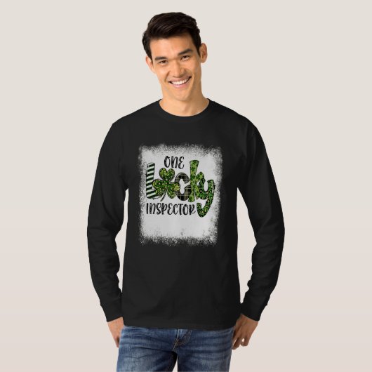 Gebleken St Patricks Day Leopard One Lucky Inspect T-shirt (Voorkant volledig)