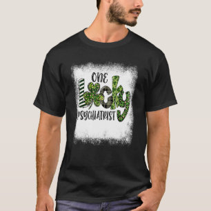 Gebleken St Patricks Day Leopard One Lucky Psychia T-shirt
