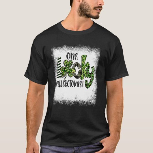 Gebleken St Patricks Day Leopard One Luckyphleboto T-shirt (Voorkant)