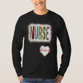 Gebleken zurenkleur halve luipaard zurend hartslag t-shirt (Voorkant)