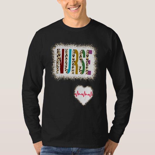 Gebleken zurenkleur halve luipaard zurend hartslag t-shirt (Voorkant)