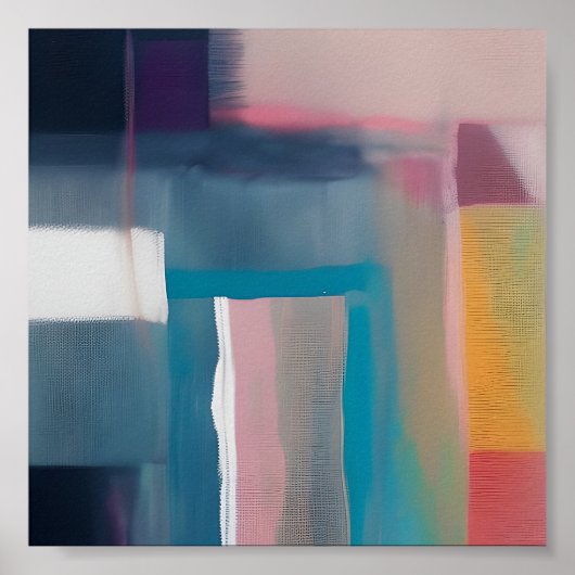 Geblende abstracte vierkanten poster (Voorkant)