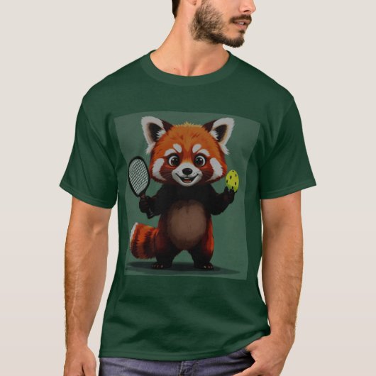 geblendeerd pickleball rode panda grappig dier spo t-shirt (Voorkant)