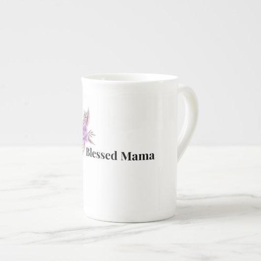 Geblessed Mama Bloem Coffee Mug Porselein Kop (Voorkant rechts)