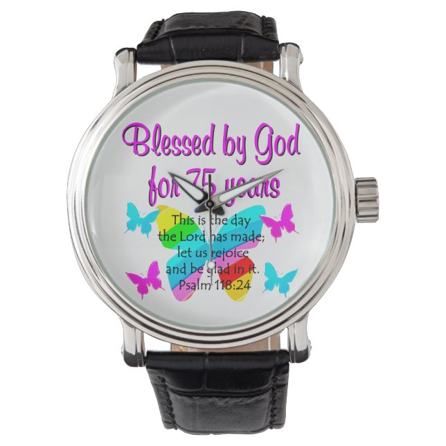 GEBLESSEERD BUTTERFLY 75E BIRTHDAY-ONTWERP HORLOGE (Voorkant)