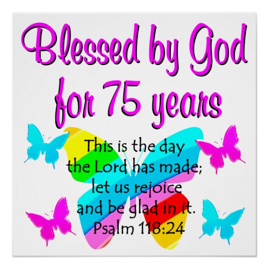 GEBLESSEERD BUTTERFLY 75E BIRTHDAY-ONTWERP PERFECT POSTER (Voorkant)
