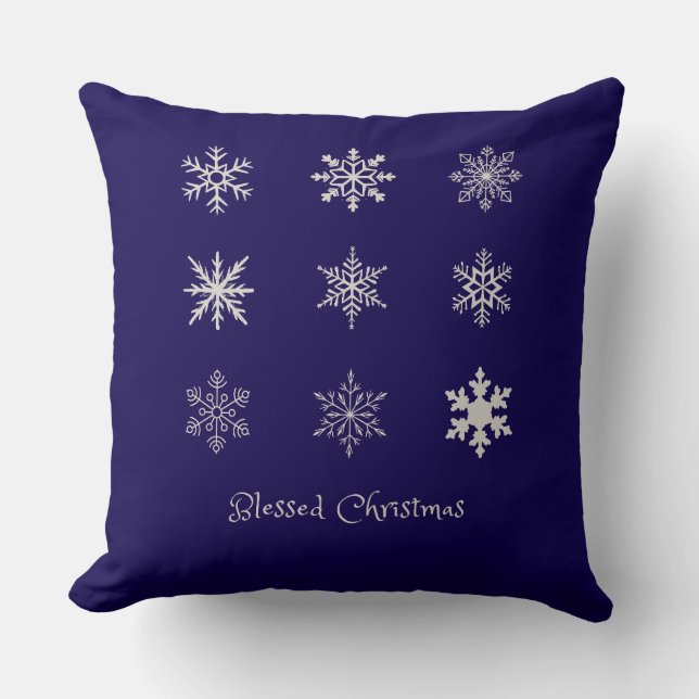 Geblesseerd Kerstsneeuwvlokpatroon Kussen (Voorkant)