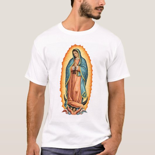 Geblesseerd Maagd van Guadalupe Heren T-shirt (Voorkant)