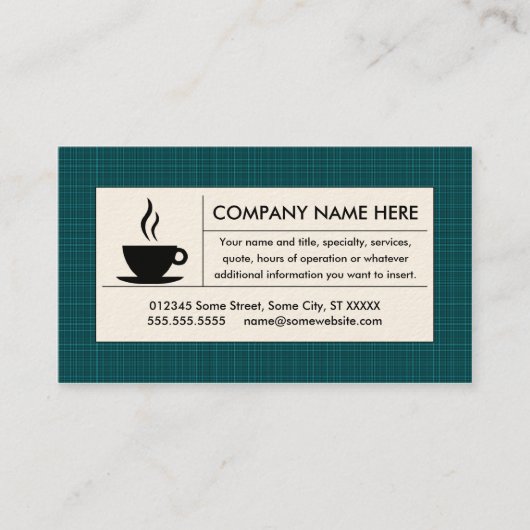 geblikte koffie visitekaartje (Voorkant)