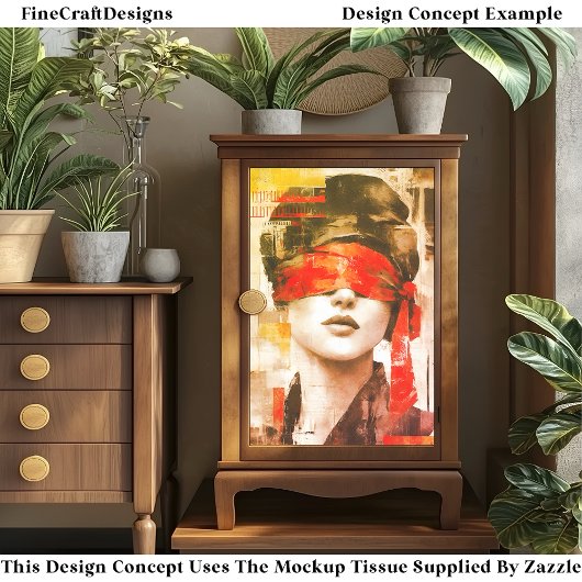 Geblinddoekte Vrouw Abstracte Kunst DM7RF Decoupag Tissuepapier