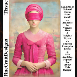 Geblinddoekte vrouw, Roze jurk DH8R decoupage Tissuepapier