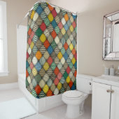 geblindeerde patches retro douchegordijn (In situ)