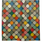 geblindeerde patches retro douchegordijn (Voorkant)