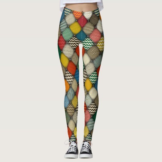 geblindeerde patches retro leggings (Voorkant)